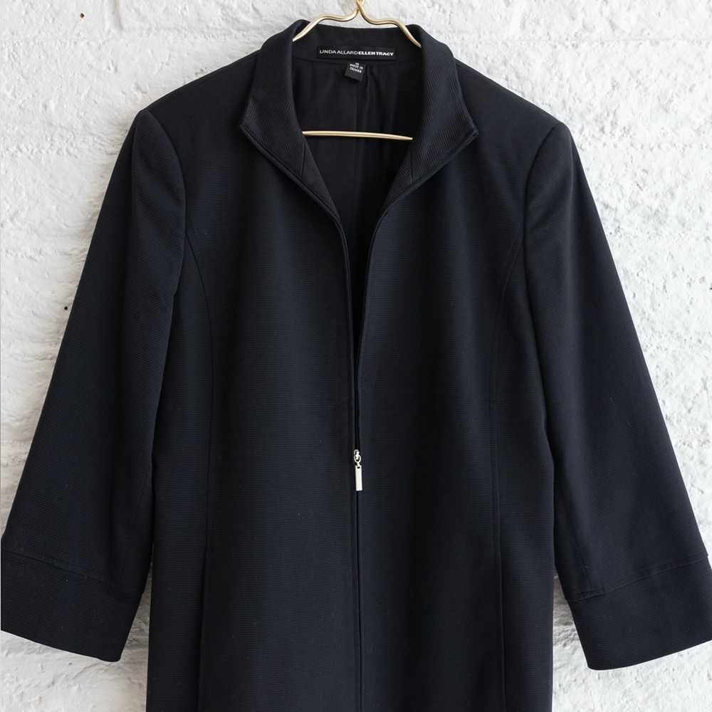 Chic Black Zip-up Jacket for Women - Linda Allard Ellen Tracy Size 10 - Picture 2 of 7